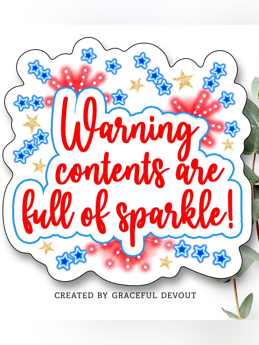 Warning Contents Are Full Of Sparkle!- 2" (inches)  (96ct.) Stickers